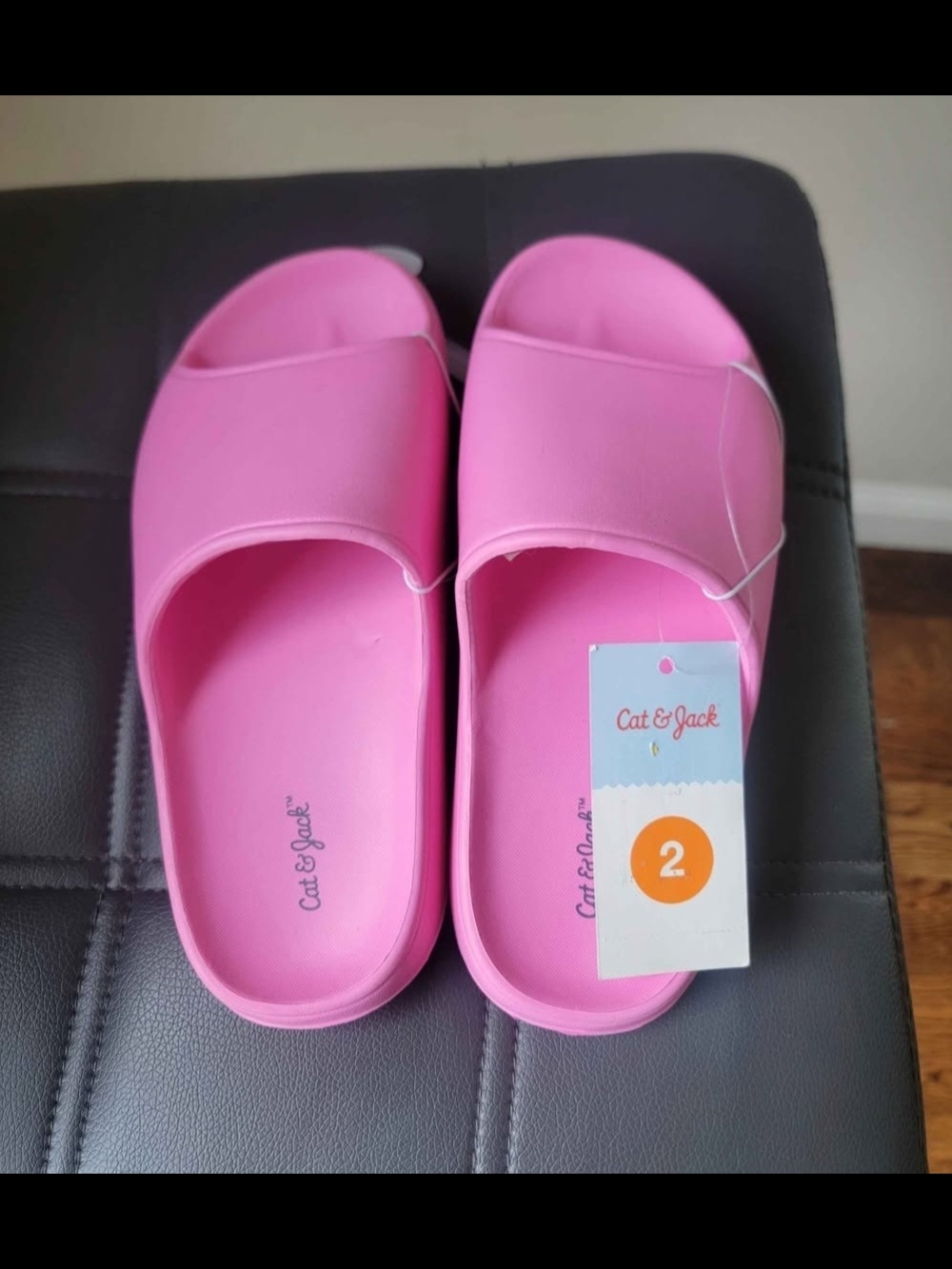 Cat & Jack Kid's  Pink Slip-On Slides Size 2
